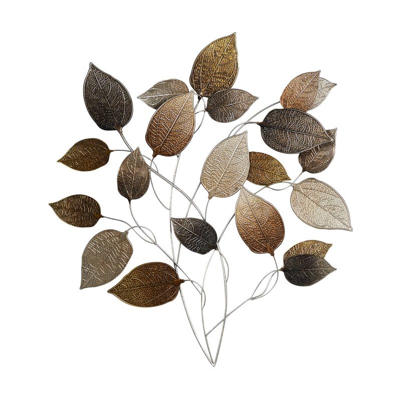 Metal Leaf Textured Wall Decor with Multiple Shades Bronze - Olivia &#38; May, 4 of 19