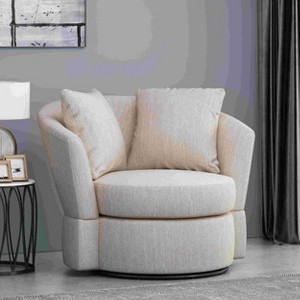 CAVINAS Soft Fabric Swivel Barrel Accent Chair with Movable Pillow Backrests,Upholstered Swivel Living Room Chair,Reading Chairs for Living Room - 1 of 2