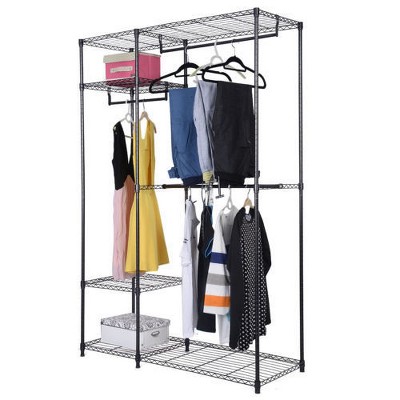Costway 48''x18''x71'' Black Steel Portable Closet Organizer
