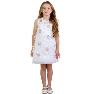 Girls 3D Sunflower Sleeveless Dress Mia Belle Girls - 1 of 4