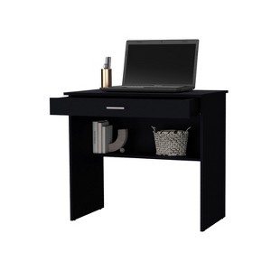 Vynxaria Black Storage Desk - Roomy Top Surface, Sizable Drawer, Additional Shelf - 1 of 4