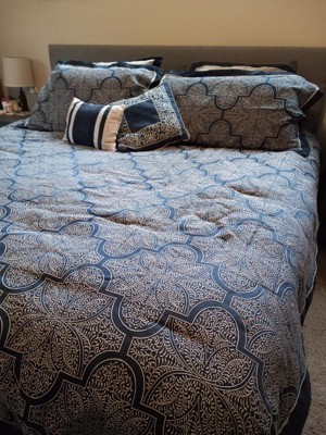 King Eliot 8pc Jacquard Comforter Set - Navy : Target