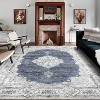 Bohemian Vintage Style Rug, Washable Low Pile Rug with Rubber Backing, Floral Floor Rug for Bedroom, Living Room, Home Office, Game Room - 2 of 4
