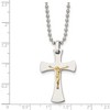 Black Bow Jewelry Stainless Steel & 14k Yellow Gold Crucifix Maltese Necklace, 22 inch - 4 of 4