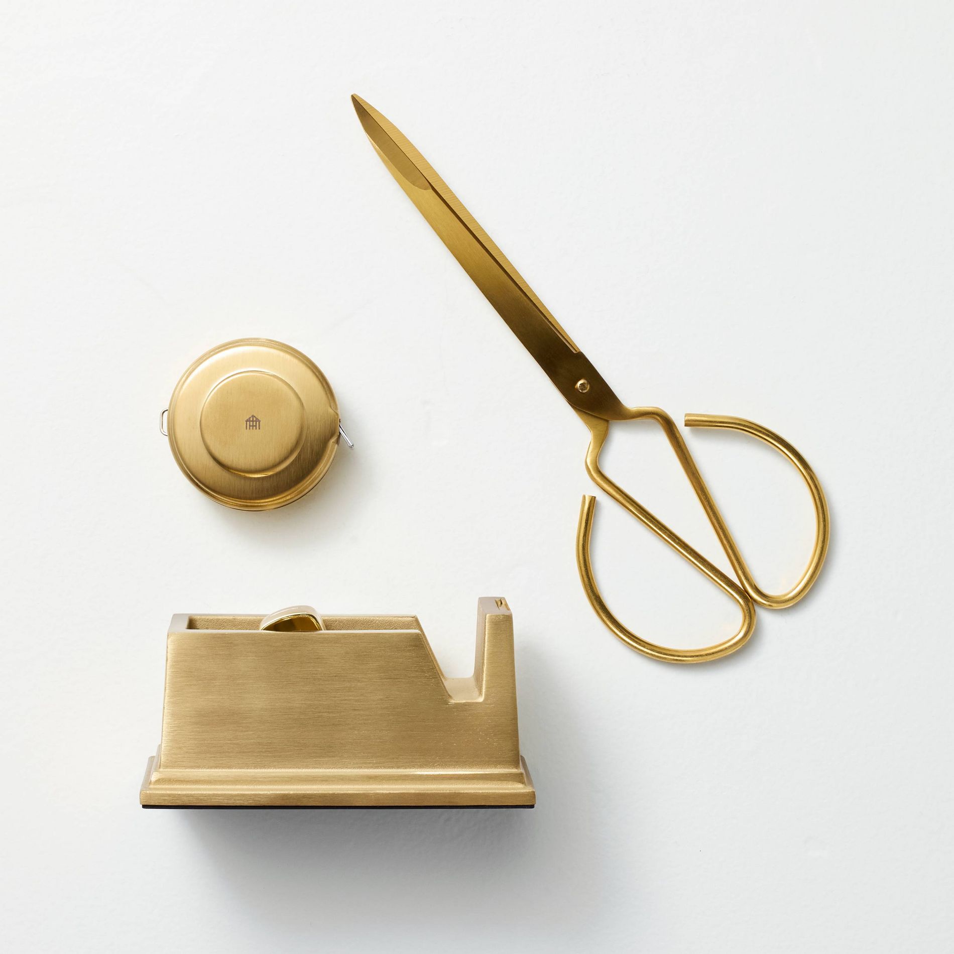 3pc Brass Scissor with Measuring Tape and Tape Dispenser Set - Hearth & Hand™ with Magnolia