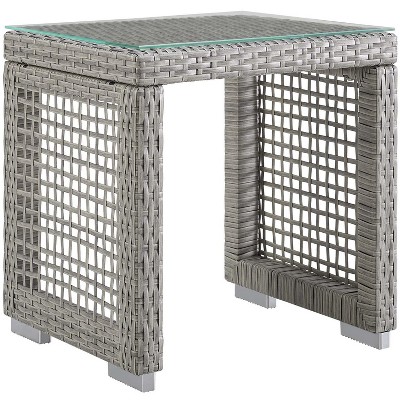 Modway Aura Outdoor Patio Wicker Rattan Side Table - Gray