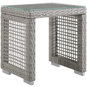 Modway Aura Outdoor Patio Wicker Rattan Side Table - Gray - 1 of 4