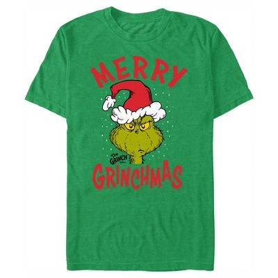 Men's Dr. Seuss Merry Grinchmas T-shirt - Kelly Heather - Small : Target