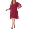 Agnes Orinda Women's Plus Size V Neck Mesh Overlay Cocktail Club Chiffon Bodycon Dresses - 2 of 4