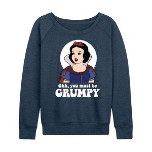 Women's - Disney Princess - You Must Be Grumpy Lightweight French Terry Wide Neck Long Sleeve Graphic Shirt - 1 of 4