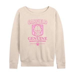 Women's - Garfield - Attitude Lightweight French Terry Wide Neck Long Sleeve Shirt - 1 of 4