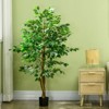 Syemin Artificial Plant 5ft Artificial Ficus with Pot Indoor Outdoor Fake Plant for Home and Office Living Room, Green, 6"*6"*59" - 2 of 4