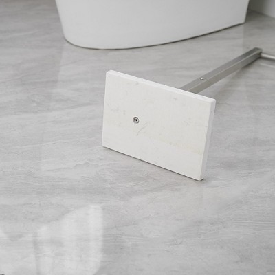 Brushed Nickel Freestanding Toilet Paper Holder with Marble Base