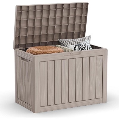 MaseiKar 45 Gallon Waterproof Deck Box, Lockable Resin Storage Box for Patio Furniture Cushions Garden Tools and Outdoor Delivery Storage