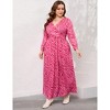 Women Plus Size 3/4 Sleeve V-Neck Ruched Dress - 4 of 4