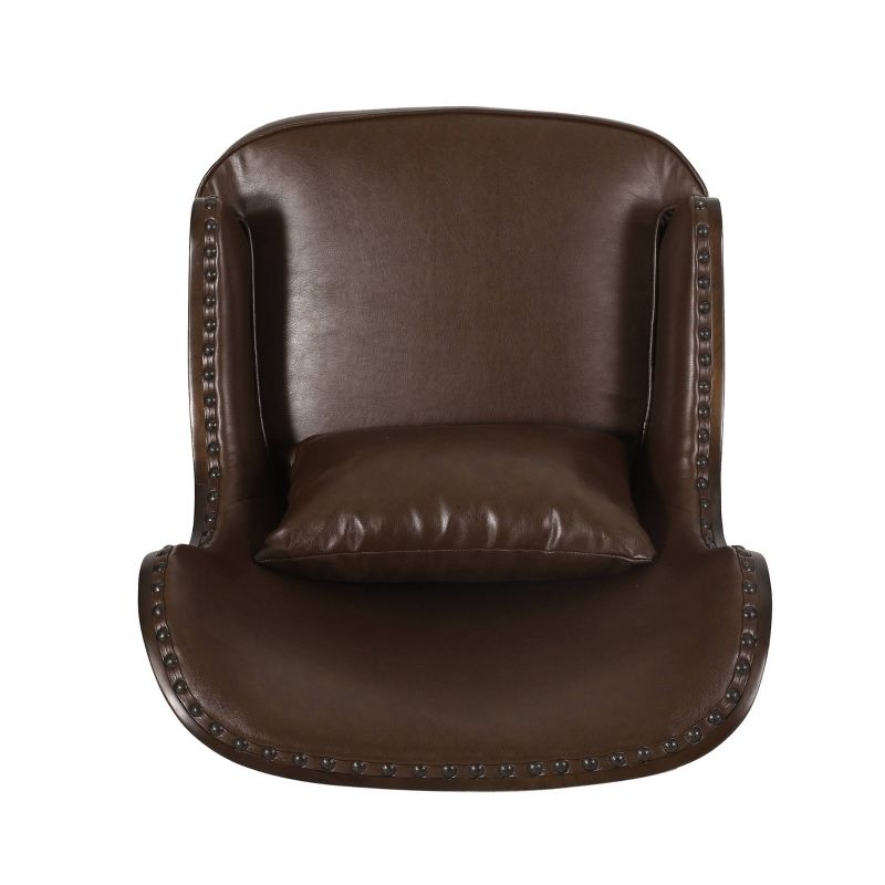 Mantua Contemporary Upholstered Accent Chair with Nailhead Trim Dark Brown - Christopher Knight Home, 6 of 11