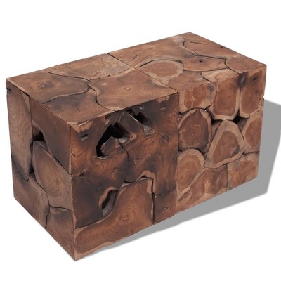 vidaXL Stool Set of 2 Brown Solid teak Standard Durable Stool