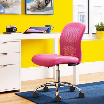 Pink Faux Leather Mesh Swivel Task Chair