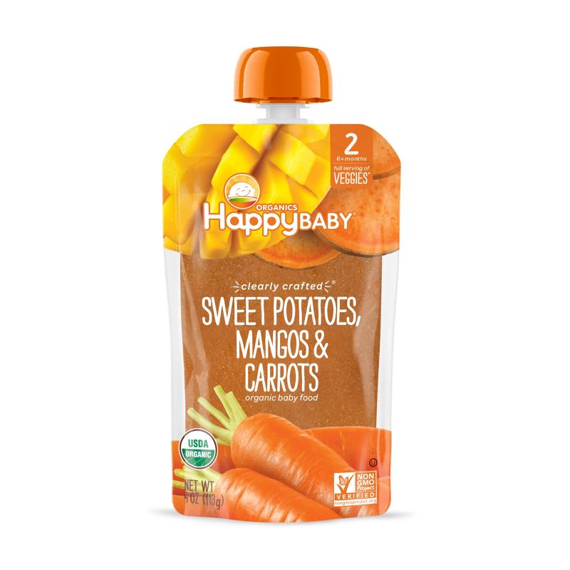 HappyBaby Clearly Crafted Sweet Potatoes Mangos &#38; Carrots Baby Food - 4oz, 1 of 8