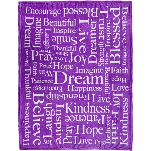 Inspiring Words Purple Super Soft Throw Blanket - 50x60 Throw Blanket for Bedroom, Living Room, Spring Time - 1 of 4