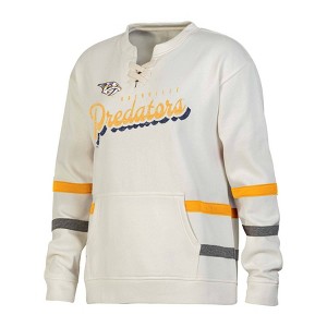 NHL Nashville Predators Women's Natural Long Sleeve Fleece Hooded Sweatshirt - 1 of 3