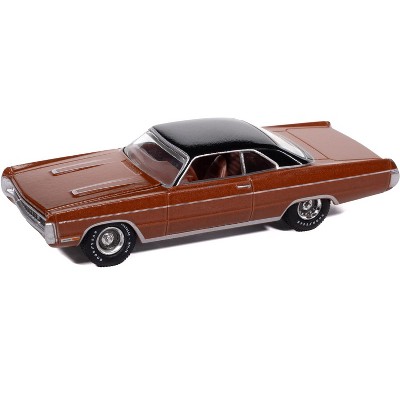 1970 Plymouth Sport Fury GT Burnt Orange Metallic with Black Top and Orange Interior 1/64 Diecast Model Cars by Auto World