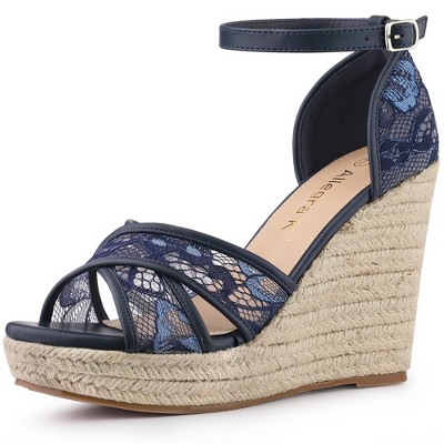 Allegra K Women's Ankle Strap Espadrille Wedge Heel Sandals