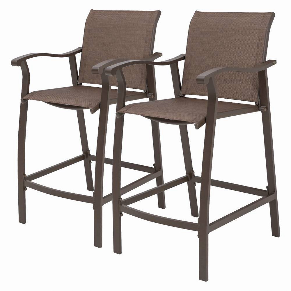 Photos - Garden Furniture 2pc Outdoor Counter Height Aluminum Bar Stools - Brown - Crestlive Product