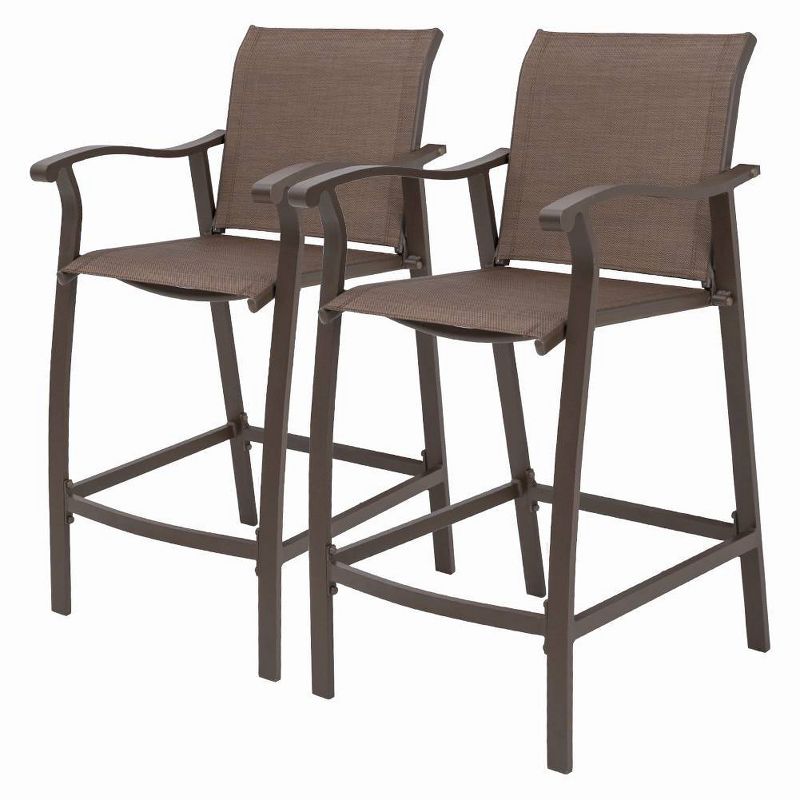 2pc Outdoor Counter Height Aluminum Bar Stools - Brown - Crestlive Products, 1 of 10
