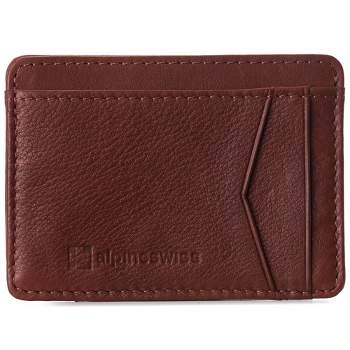 Alpine Swiss Dermot Mens RFID Safe Money Clip Front Pocket Wallet Leather  Comes in Gift Box Tan