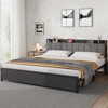 Full to King Platform Bed Frame with Storage Headboard, 2 Drawers, and Charging Station, Industrial Bed Frame, No Box Spring Needed - 3 of 4