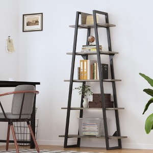 5 Tier Bookshelf, Tall Bookcase Shelf, Industrial Ladder Bookshelf, Open Standing Display Shelves for Bedroom - 1 of 4