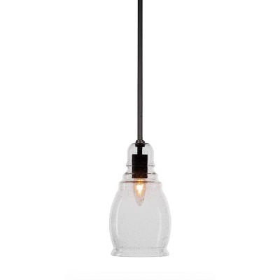 Toltec Lighting Palisade 1 - Light Pendant in  Matte Black with 6" Clear Bubble Shade