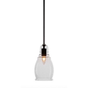 Toltec Lighting Palisade 1 - Light Pendant in  Matte Black with 6" Clear Bubble Shade - 1 of 1