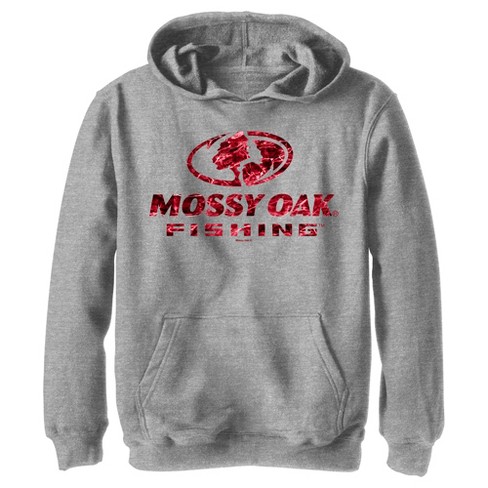 Boy's Mossy Oak Red Water Fishing Logo Pull Over Hoodie : Target