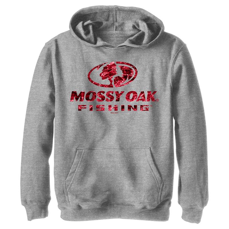 Boy's Mossy Oak Red Water Fishing Logo Pull Over Hoodie, 1 of 5