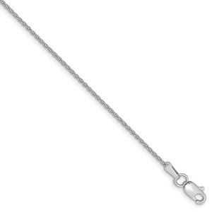 Black Bow Jewelry 1.2mm, 14k White Gold, Solid Parisian Wheat Chain Anklet - 1 of 4