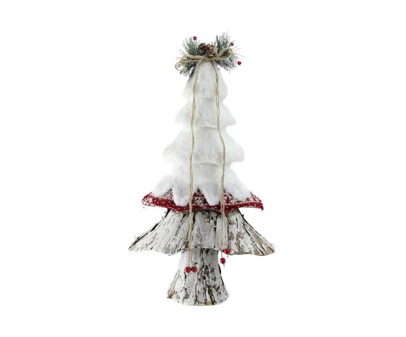 Northlight 18" White, Red and Brown Rustic Style Christmas Tree Decoration