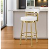 HomeRoots 30" White and Gold Faux Leather and Stainless Steel Low Back Bar Height Swivel Bar Chair - 2 of 4