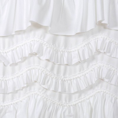 White Ruffled Polyester Rod Pocket Curtain Panel for Kids