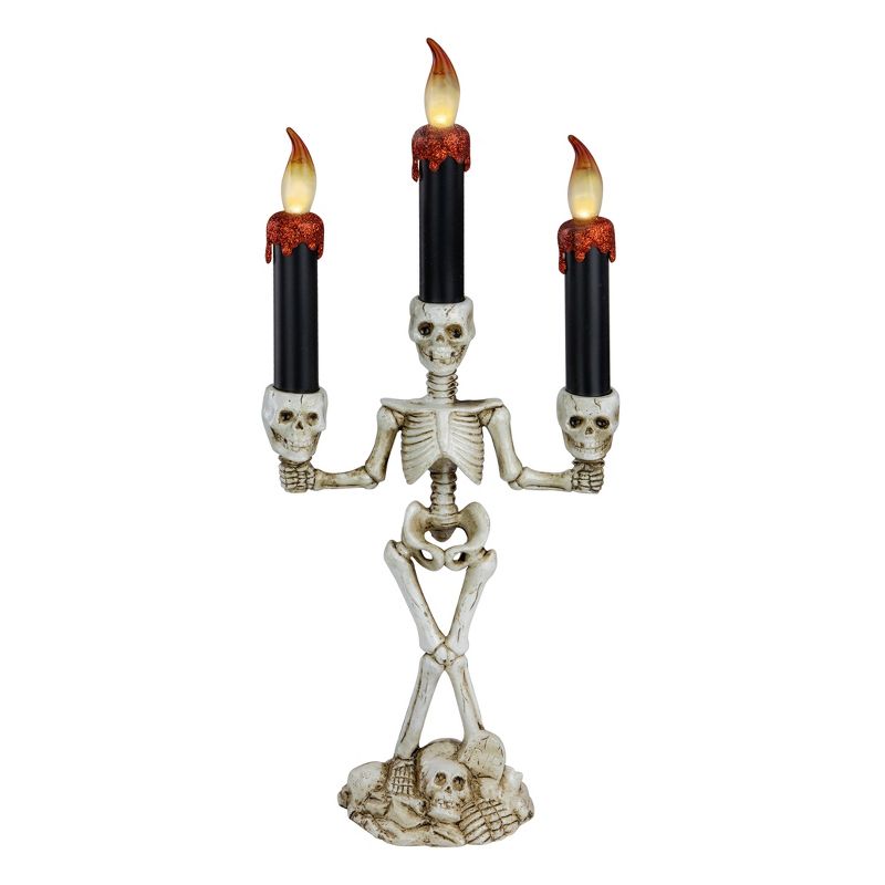 Northlight 14.5" Dripping Candles Skeleton Halloween Flameless Candelabra, 1 of 7