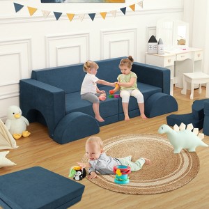8-Pcs Modular Kids Play Sofa, Kids Convertible Sofa, Removable Cover, for Playroom, Bedroom - 1 of 4