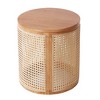 ACEPANO 15.7 in. W Round Small Rubberwood End Table with Storage-Natural - 3 of 4