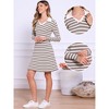 INSPIRE CHIC Women's Casual Long Sleeve Striped V Neck A Line Ribbed Knit Mini Sweater Dresses - 2 of 4