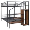 MAYEERTY Full Over Full Metal Bunk Bed, Lateral Storage Ladder Wardrobe, Bedroom, White - 3 of 4