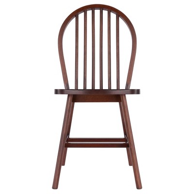 Walnut Windsor Medium Wood 2-Piece Dining Chair Set