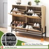 Rattan Shoe Cabinet with 4 Flip Drawers, Storage Cabinet with Adjustable Shelves - 3 of 4