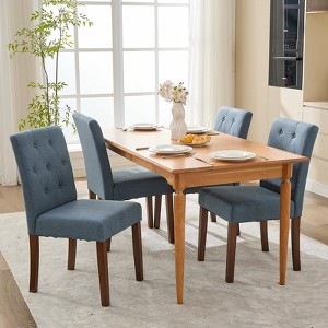 Coucheta Dining Chair Set - Linen Upholstered Button Tufted, High Back & Wide Seat, for Kitchen/Living Room - 1 of 4