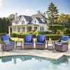 6-Piece Patio Rocking Swivel Chair Outdoor Wicker Bistro Set with Tempered Glass Side Table, Outdoor Patio Furniture Set for Garden and Balcony - 2 of 4
