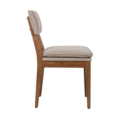 Brown Upholstered Solid Wood Dining Side Chair Set